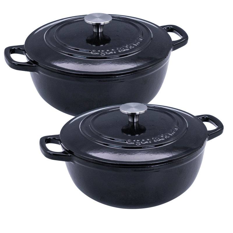 Argon Tableware 4L & 3.5L Cast Iron Dutch Oven Casserole Dishes Set